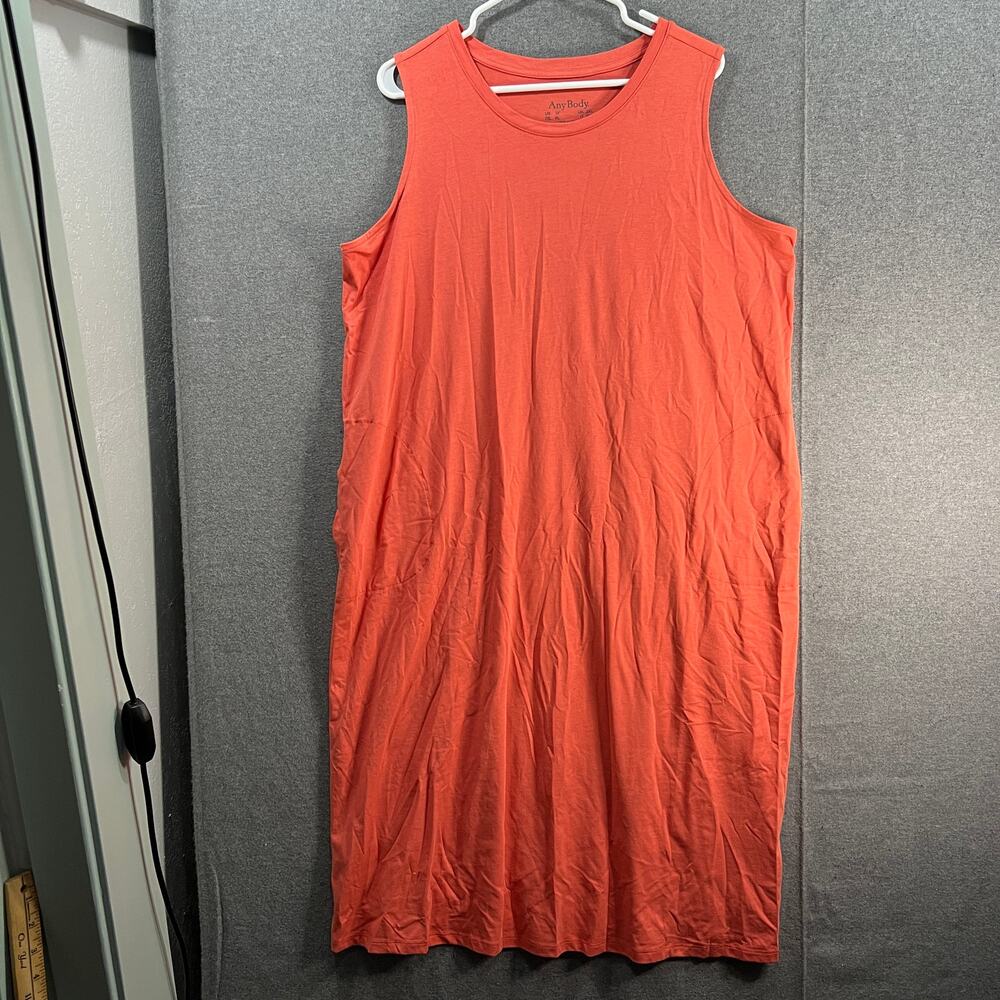 AnyBody Cozy Knit Jersey Tank Dress Burnt Sienna Size 1X